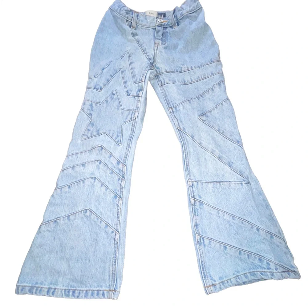 🌸vintage 70s 90s GAP Denim Jeans pants light blue adjustable waist kids s…
